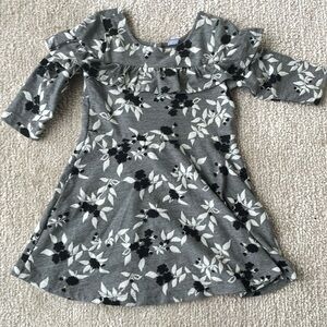 Janie and Jack 3T embroidered  long sleeve dress gray and white and black